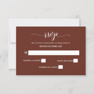 Cartão RSVP Casamento Terreno Vermelho Terracotta Rustic Burnt