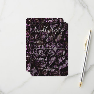 Cartão RSVP Casamento Textura Grunge Rochosa Personalizada