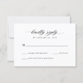 Cartão RSVP Casamento Tipografia Clássico Moderno Simples Eleg