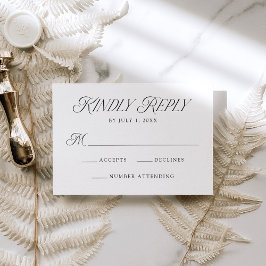 Cartão RSVP Casamento Tipografia Preta Moderna e Elegante