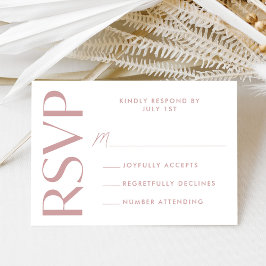 Cartão RSVP Casamento Tipografia Rosa Empoeirada Moderna e Ous