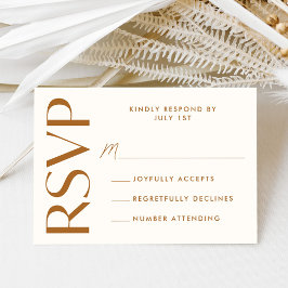 Cartão RSVP Casamento Tipografia Terracota Moderna e Negrita