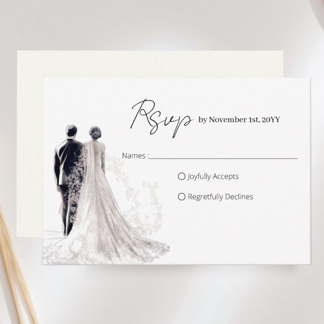 Cartão RSVP Casamento Tradicional de Script Elegante (Criador carregado)