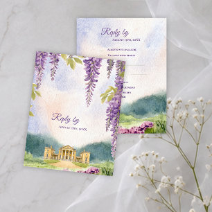 Cartão RSVP Casamento Tradicional no Jardim da Mansão Wisteria