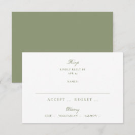 Cartão RSVP Casamento Tradicional Verde Musgo