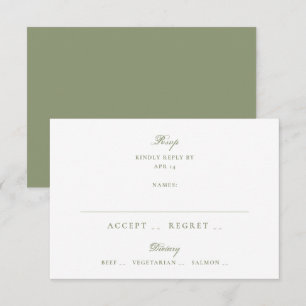 Cartão RSVP Casamento Tradicional Verde Musgo