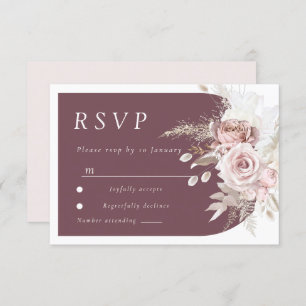 Cartão RSVP Casamento Trendy Berry Blush Ivory Boho
