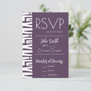 Cartão RSVP Casamento Tribal Africano Púrpura