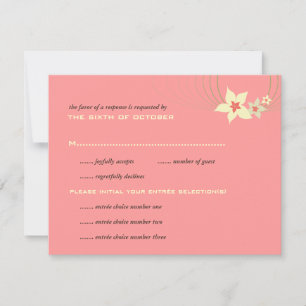 Cartão RSVP Casamento Tropical de Flor Rosa Ikebana Frangipani