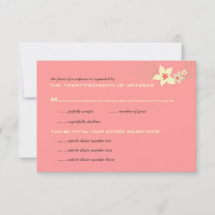 Cartão RSVP Casamento Tropical de Flor Rosa Ikebana Frangipani
