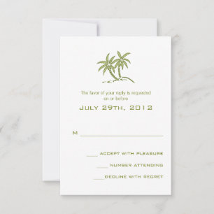 Cartão RSVP Casamento Tropical de Praia Verde de Gêmeas Palmei