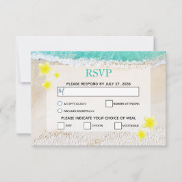 Cartão RSVP Casamento Tropical de Praia Yellow Plumeria Frangi