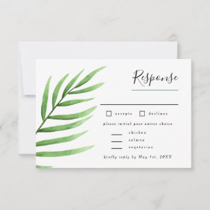 Cartão RSVP Casamento Tropical Palm Greenery com Entree Choice
