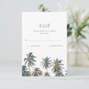 Cartão RSVP Casamento Tropical Palm Tree Beach