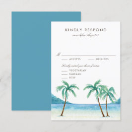 Cartão RSVP Casamento Tropical Praia de Árvores de Palma de Wa