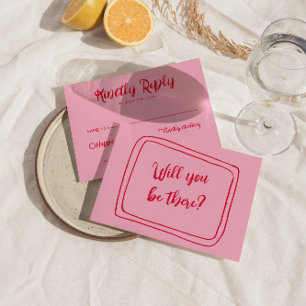 Cartão RSVP Casamento Único Da Retrorização De Blush Escrito À
