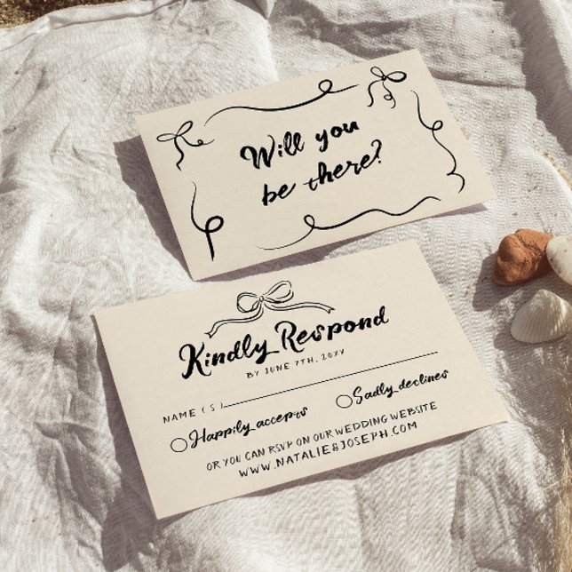 Cartão RSVP Casamento Único de Arco Moderno Escrito na Mão Vin (Criador carregado)