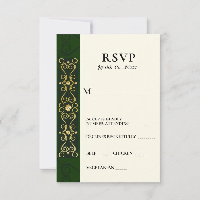 Cartão RSVP Casamento Verde-Abstrato de-Trabalho de arte Elega (Frente)