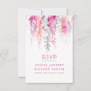 Cartão RSVP Casamento verde cor-de-rosa alaranjado coral das