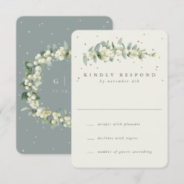 Cartão RSVP Casamento Verde/Creme de Snowberry+Eucalyptus