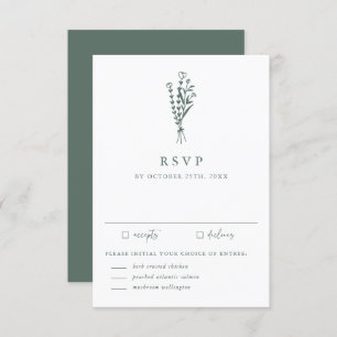 Cartão RSVP Casamento Verde da Sage dos Botânicos Minimalistas