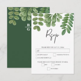 Cartão RSVP Casamento Verde de Emerald Verde Moderno em Waterc