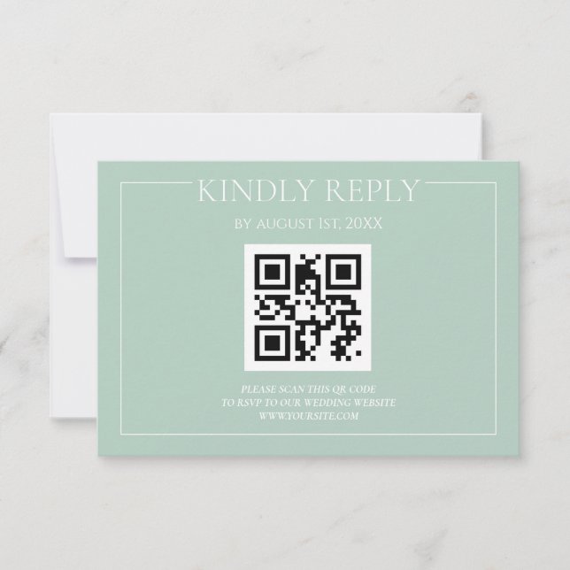 Cartão RSVP Casamento Verde de Pastel Moderno Elegante (Frente)