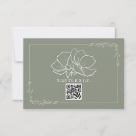 Cartão RSVP Casamento Verde de Sage Floral Sage em Linha