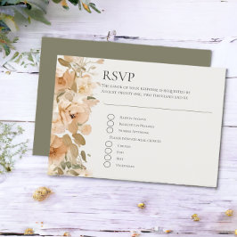 Cartão RSVP Casamento Verde E Flor De Pêssego