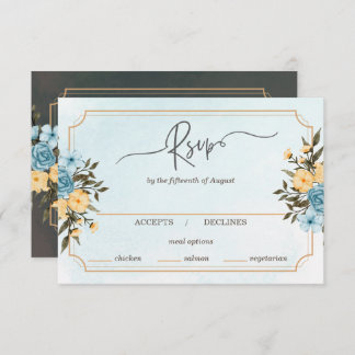 Cartão RSVP Casamento Verde Floral Clorideira Moderno Elegante