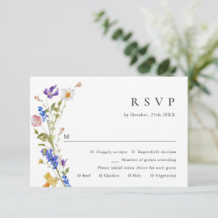 Cartão RSVP Casamento Verde Floral do Jardim Francês Elegante 