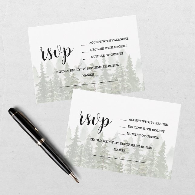 Cartão RSVP Casamento Verde Floresta Rústica  (Criador carregado)