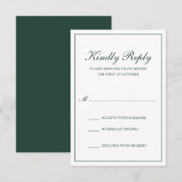 Cartão RSVP Casamento Verde Formal da Floresta Elegante Tradic