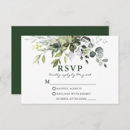 Cartão RSVP Casamento Verde Moderno Elegante