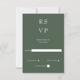 Cartão RSVP Casamento Verde Moderno Mínimo Elegante Simples