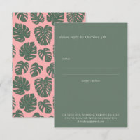 Casamento Verde Monstera Botânica Rosa Minimalista