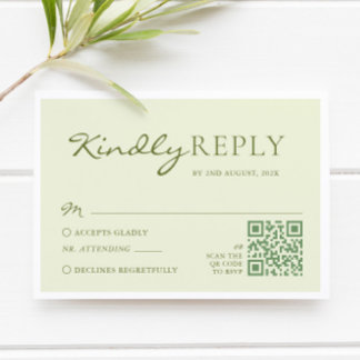 Cartão RSVP Casamento Verde Oliva Claro