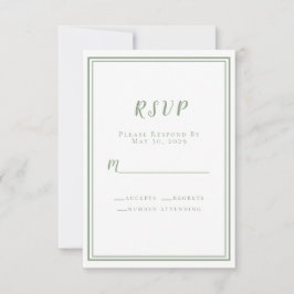 Cartão RSVP Casamento Verde Sage Chic Simples Moderno Minimali