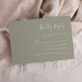Cartão RSVP Casamento Verde Sage com Script Moderno