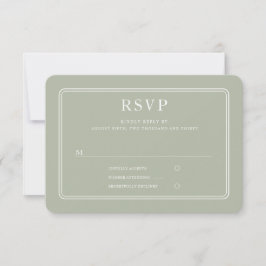 Cartão RSVP Casamento Verde Sage Formal Elegante