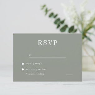 Cartão RSVP Casamento Verde Sage Moderno Minimalista
