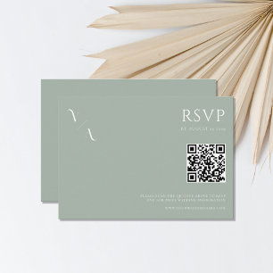 Cartão RSVP Casamento Verde Sage Moderno Minimalista Elegante
