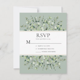 Cartão RSVP Casamento Verde Sálvia Eucalipto