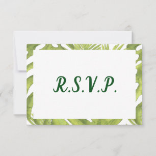 Cartão RSVP Casamento Verde Tropical e Branco