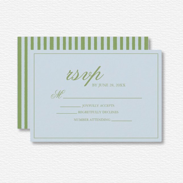 Cartão RSVP Casamento verde-verde-brilhante Elegante (Criador carregado)