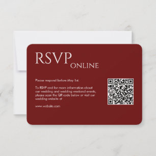 Cartão RSVP Casamento Vermelho da Crimson Moderna Elegante