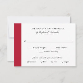 Cartão RSVP Casamento Vermelho Negro Elegante clássico mínimo