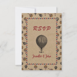 Cartão RSVP Casamento Viagem Balão de Ar Quente Estilo Vintage