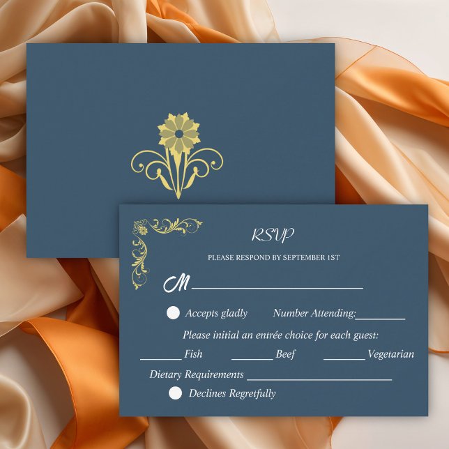 Cartão RSVP Casamento Victoriano Elegante (Criador carregado)