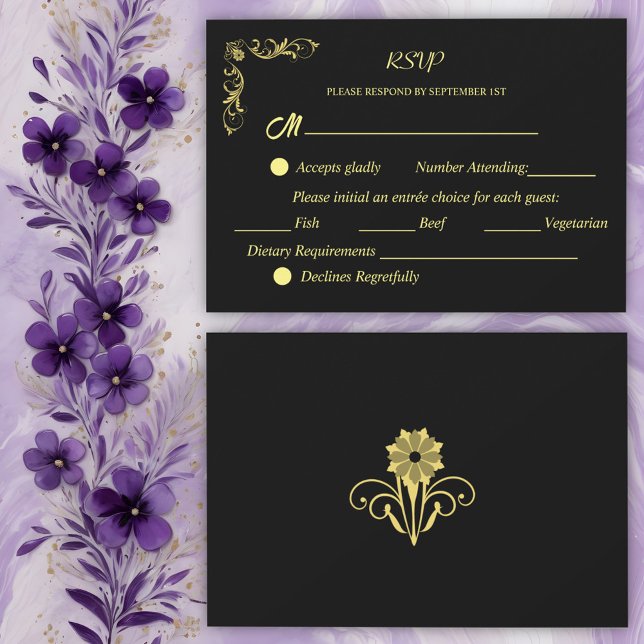 Cartão RSVP Casamento Victoriano Elegante (Criador carregado)